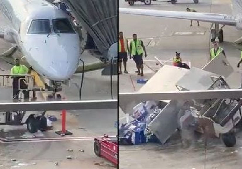 Beverage Cart Goes Wild Video - Airport Cart Spins Out of Control