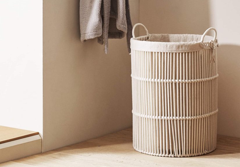 Round Fabric Lined Laundry Basket
