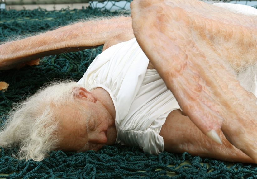 Terrifying Hyper-Realistic Sculpture Of A Fallen Angel By Chinese Artist Duo