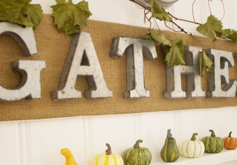 Easy DIY Burlap & Galvanized Letter "GATHER" Sign