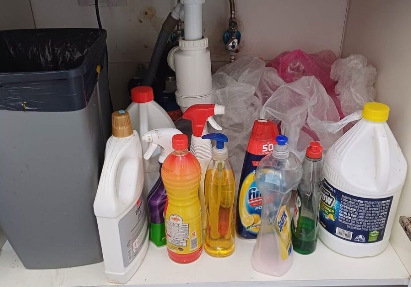 How to Organize Your Under-Sink Cabinet With a Humble Tension Rod