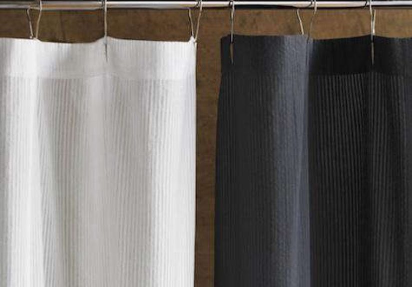 Bath: New Seersucker Shower Curtains from Coyuchi