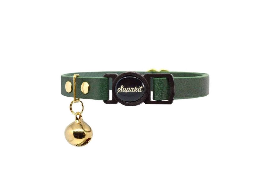 'Emerald' Green Breakaway Leather Cat Collar