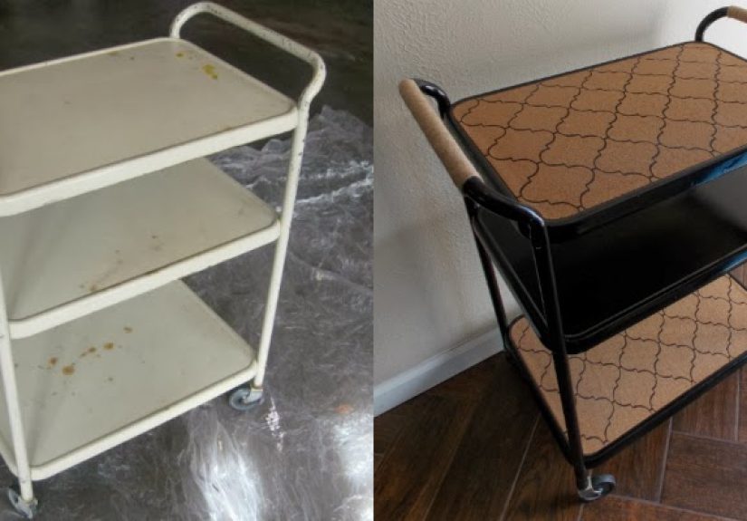 From Salvaged Metal Cart To Swanky Bar Cart