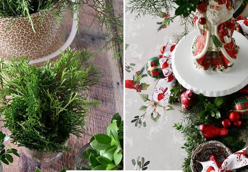 DIY Fresh Evergreen Runner + Cardinal Christmas Table