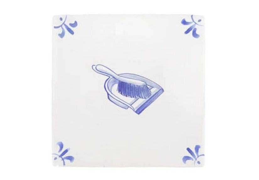 Dustpan and Brush Delft Tile