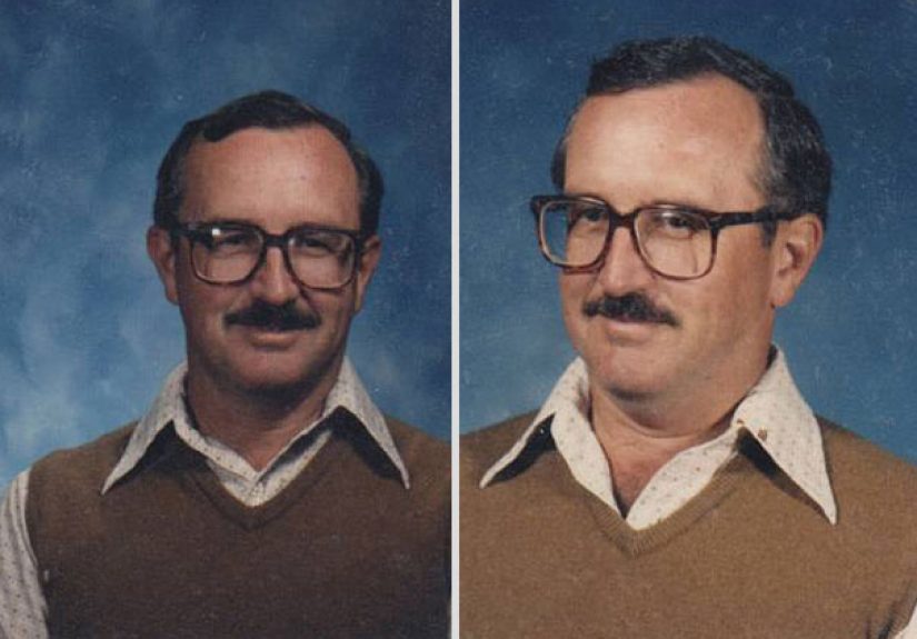 School Teacher Wears The Same Outfit For Yearbook Pictures for 40 Years