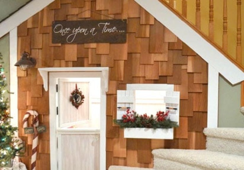 Under Stairs Playhouse With Cedar Shake Shingles