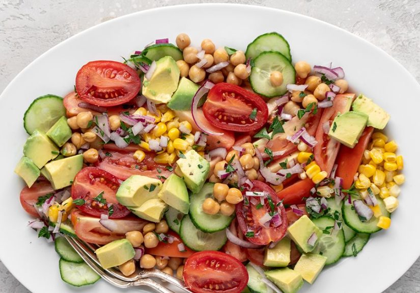 Avocado, Tomato, and Corn Chickpea Salad Recipe