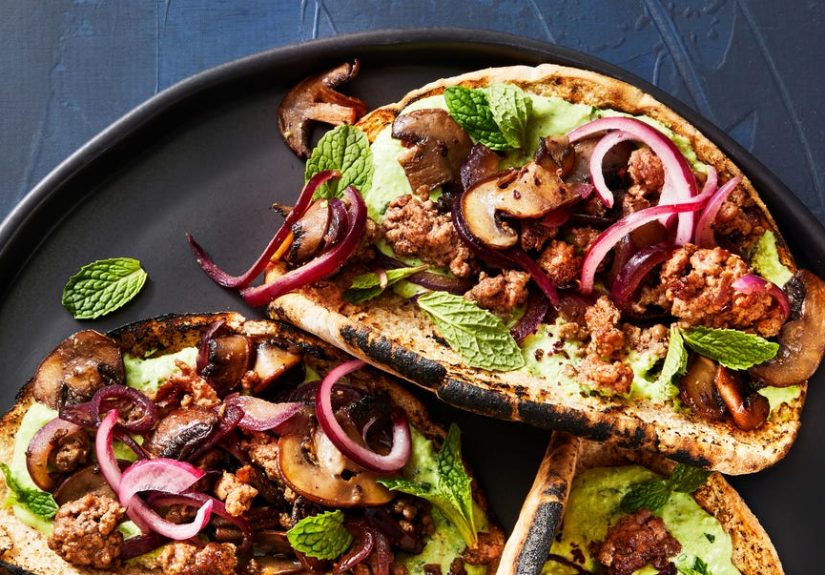 Best Minty Pea and Spiced Beef Pitas Recipe