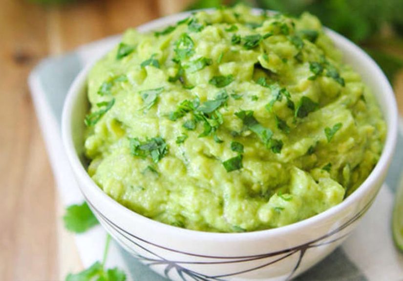 Classic Homemade Guacamole with Celery Sticks