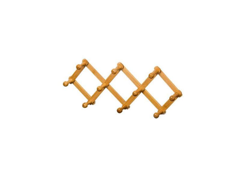 Furinno Pine Natural Solid Wood Retractable Wall-Mounted Rack