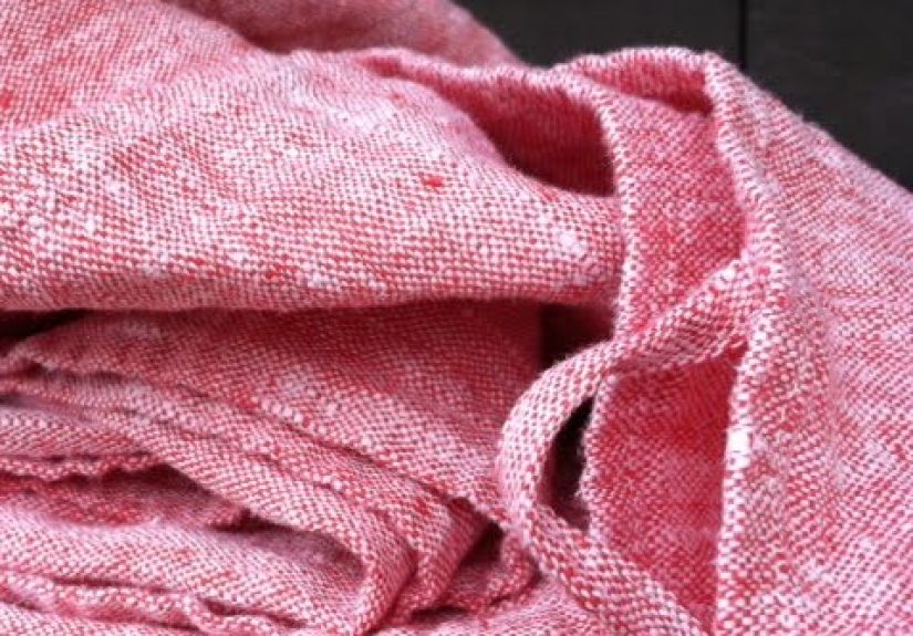 Red Linen Chambray Towels