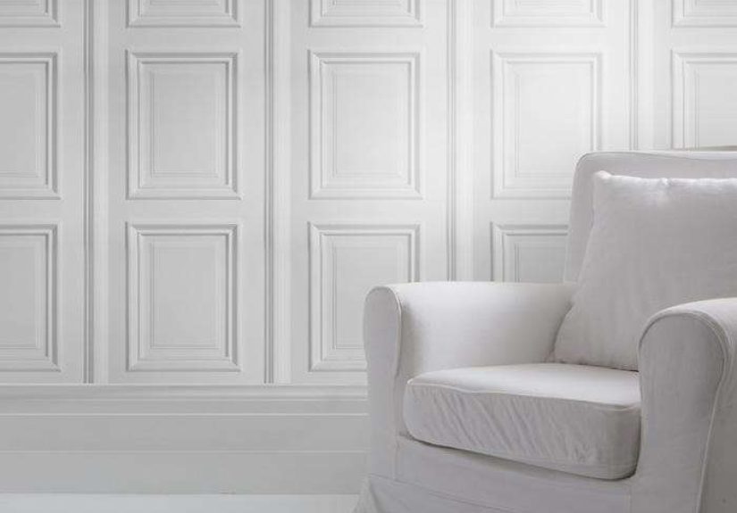 White Panelling Wallpaper